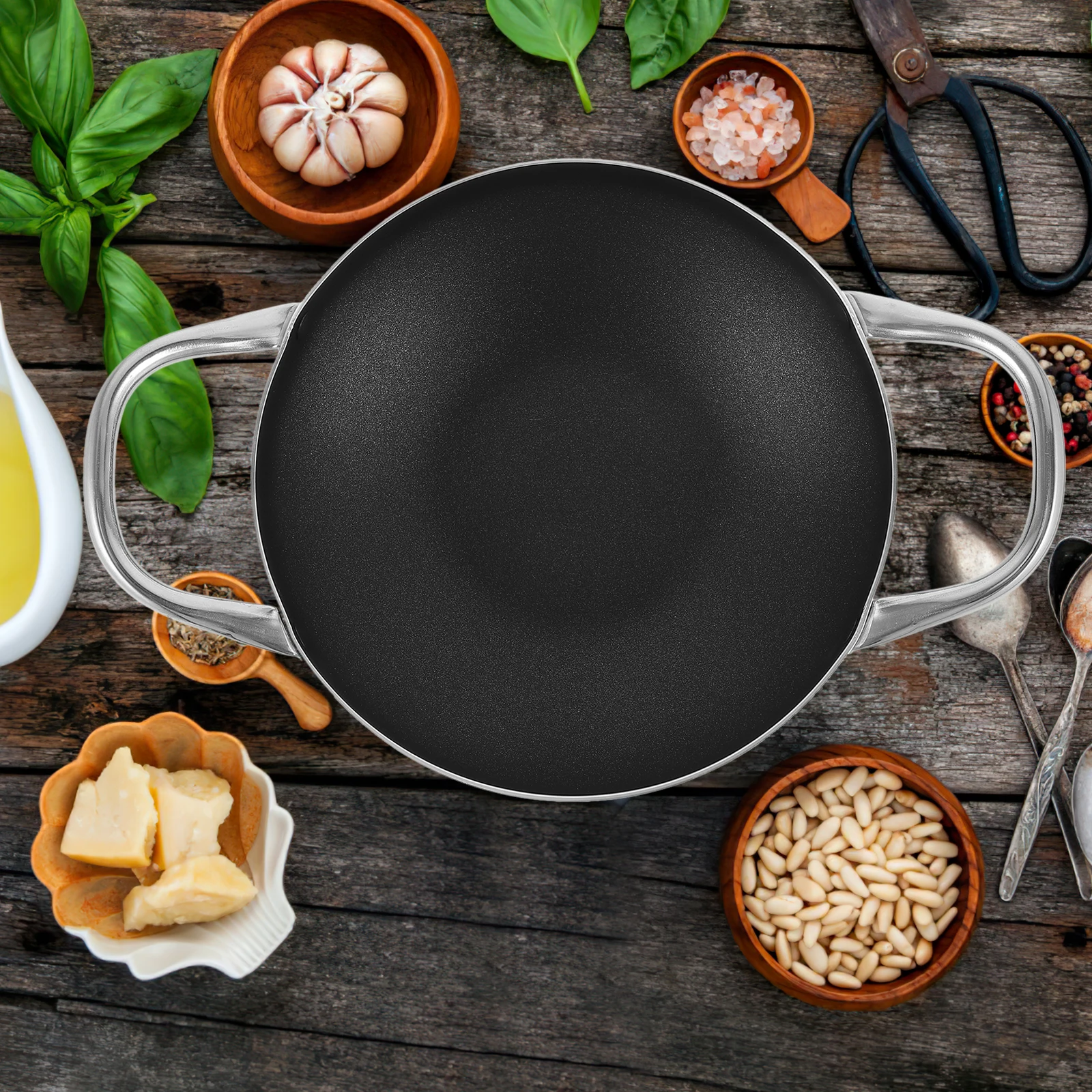 

Aluminum Alloy Non stick Dry Pan Daily Use Cooking Hot Pot Cookware Multi Dinner Gathering
