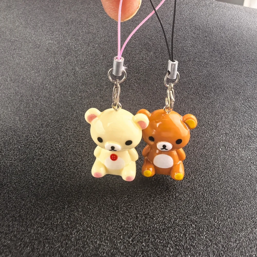 1/2pcs Kawaii Bear Keychains Lazybear Doll Bag Clothing Puller Phone Rope Keyrings Accessories Pendants Couple Gifts
