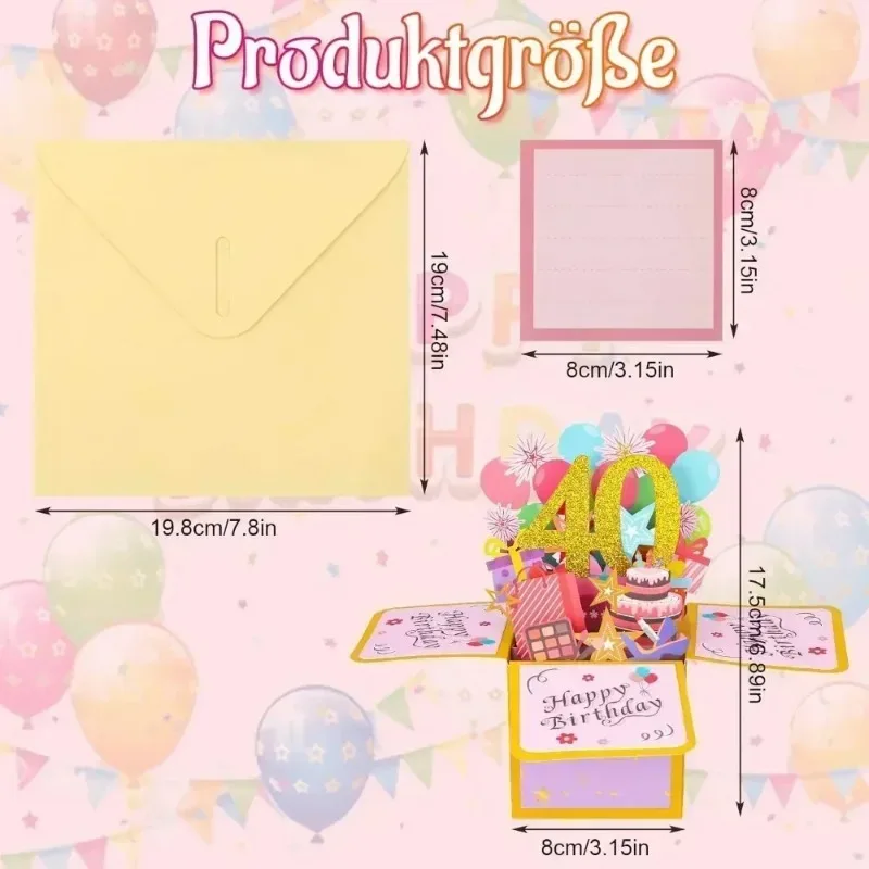 18/30/40/50/60th Happy Birthday Card,Funny Envelope 3D Pop Up Birthday Greeting Card Colorful Flower Birthday Greeting Card - view 2