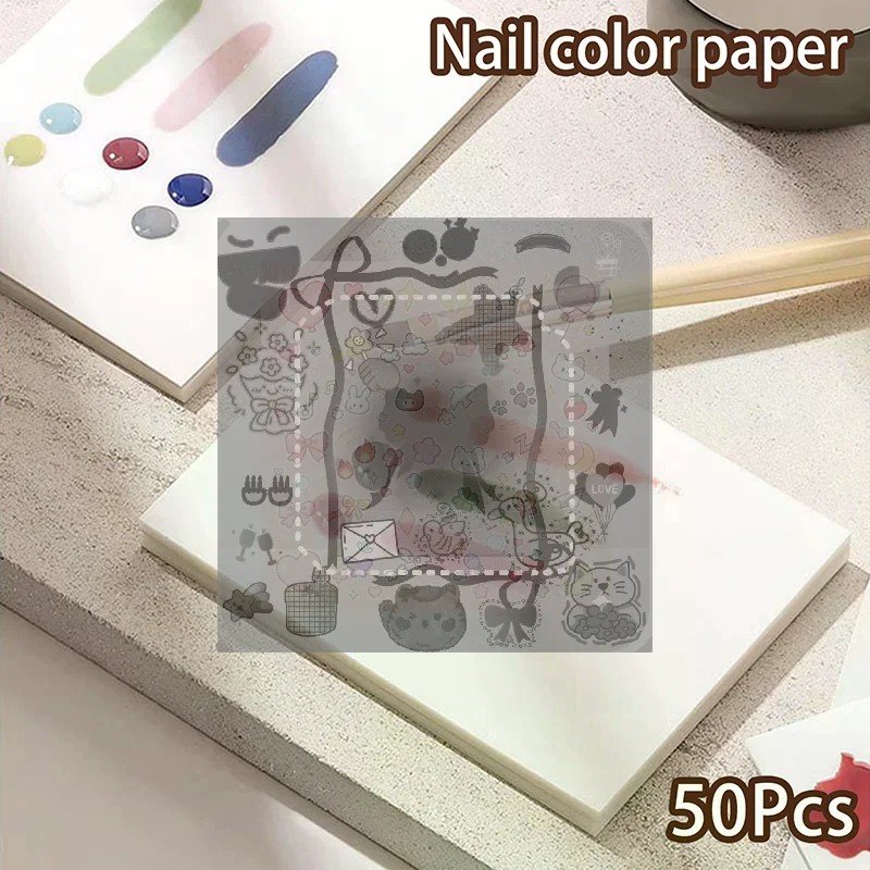 50pcs 7.5*5cm Disposable Tinting Glue Paper Tearable Nail Toning Palettes Nail Polish Color Mixing Tray Waterproof Display