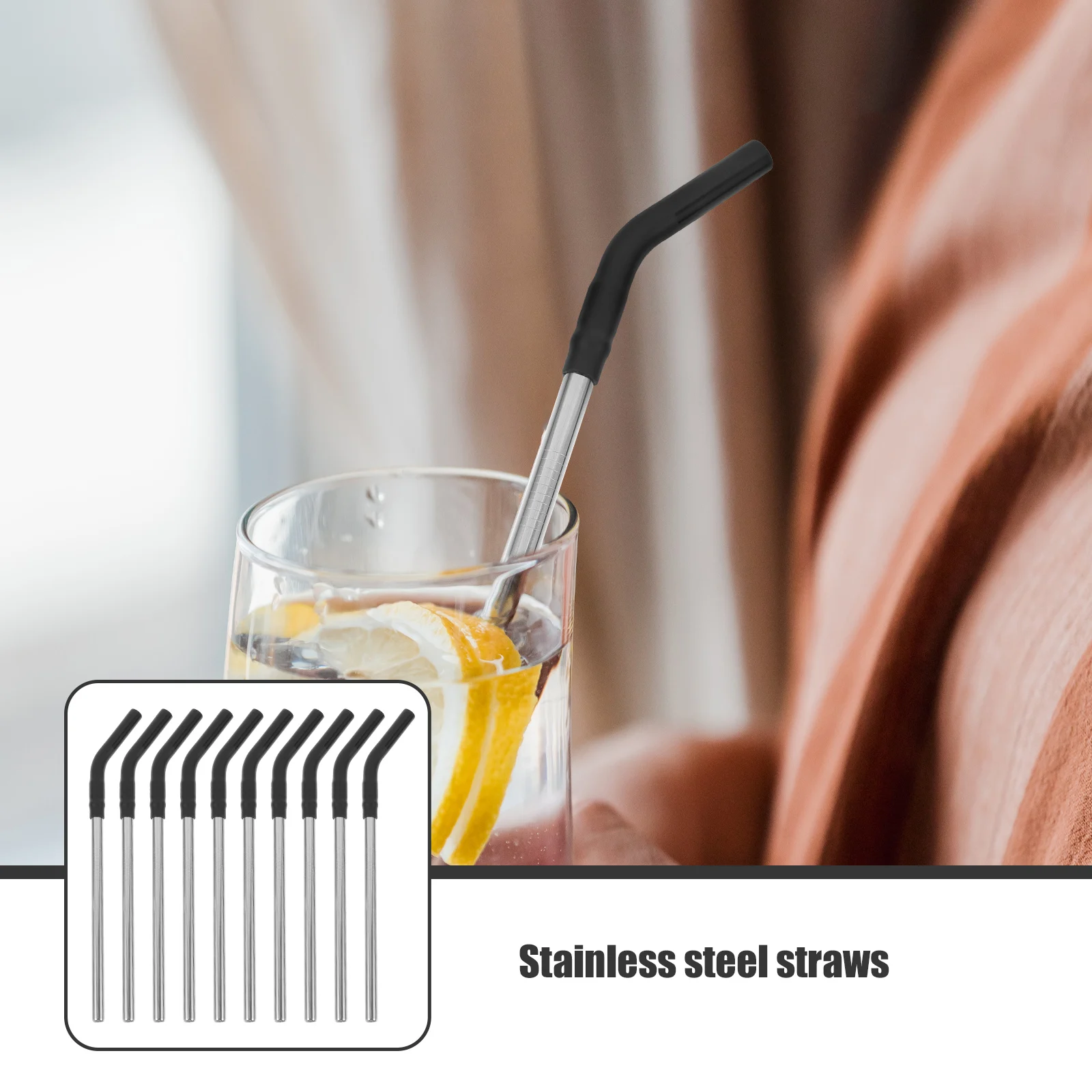 

10Pcs Stainless Steel Straws Reusable with Silicone Tips for Milk Tea Coffee Party Beach Graduation Shower Use Drinking