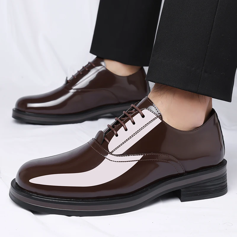 Men's Spring‑Autumn New Derby Shoes, British Style Versatile Business Casual Leather Shoes, Non‑Slip Wear‑Resistant Men Shoes