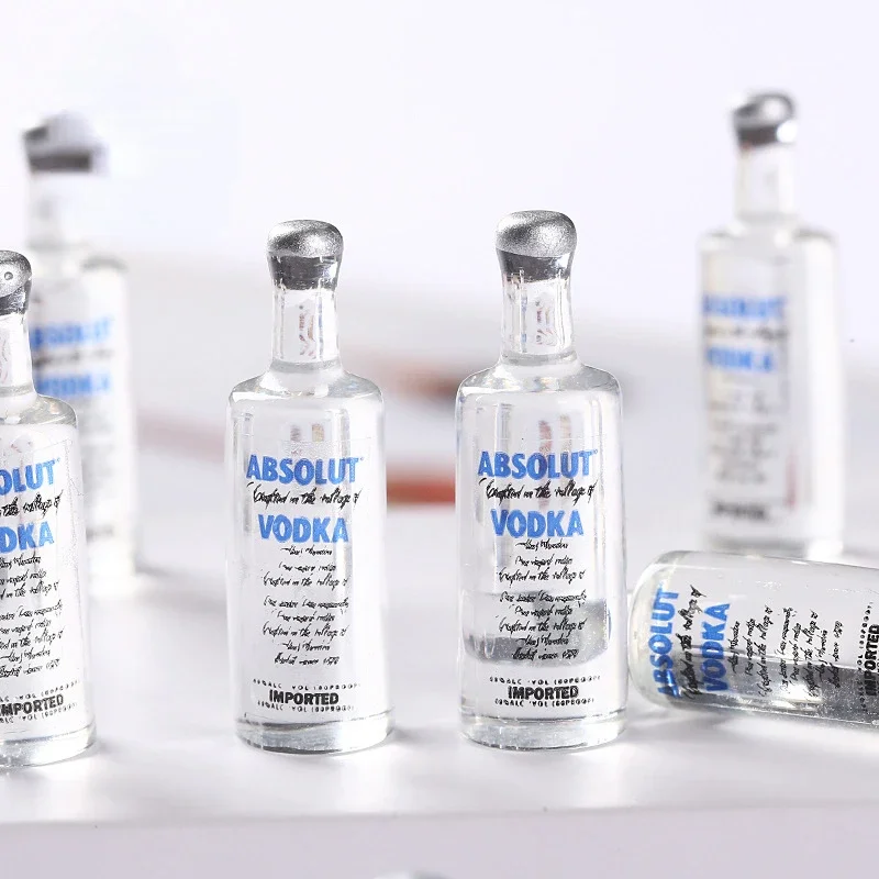 10pcs Transparent Diy Resin Kawaii Mini Wine Bottle Craft Miniature Accessories Flatback Charms Material Scrapbook Cabochon