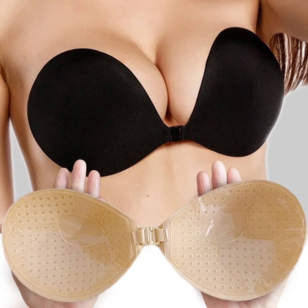 

New Invisible Strapless Adhesive Stick Bra Seamless Push Up Bras Women Silicone Nipple Covers Front Closure Bralette Underwear