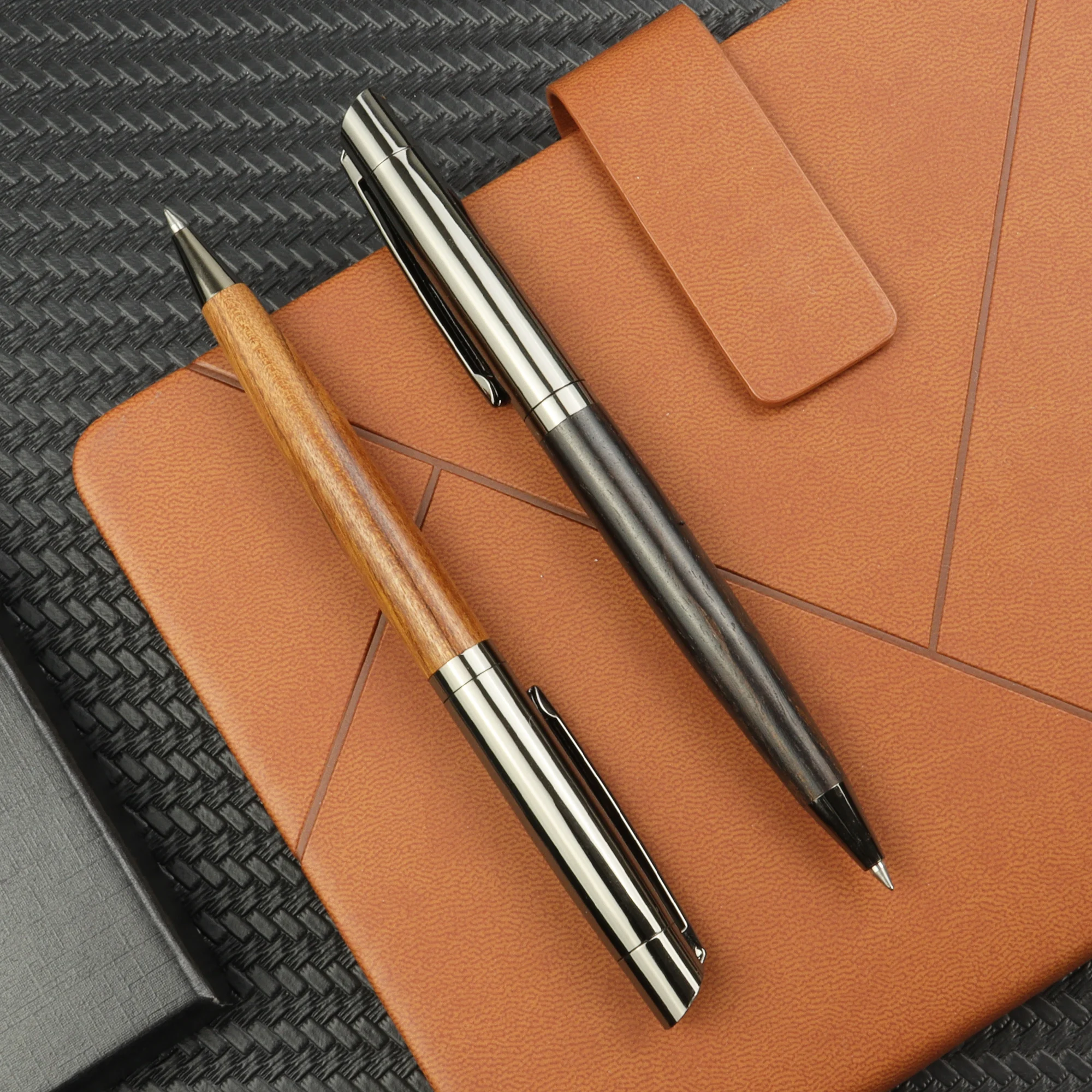 2 Pcs Natural and Unique Wood Ballpoint Pen, Black&Brown, 2 Gift Box Options,Wooden Finish,Warm Texture,Office School Stationery