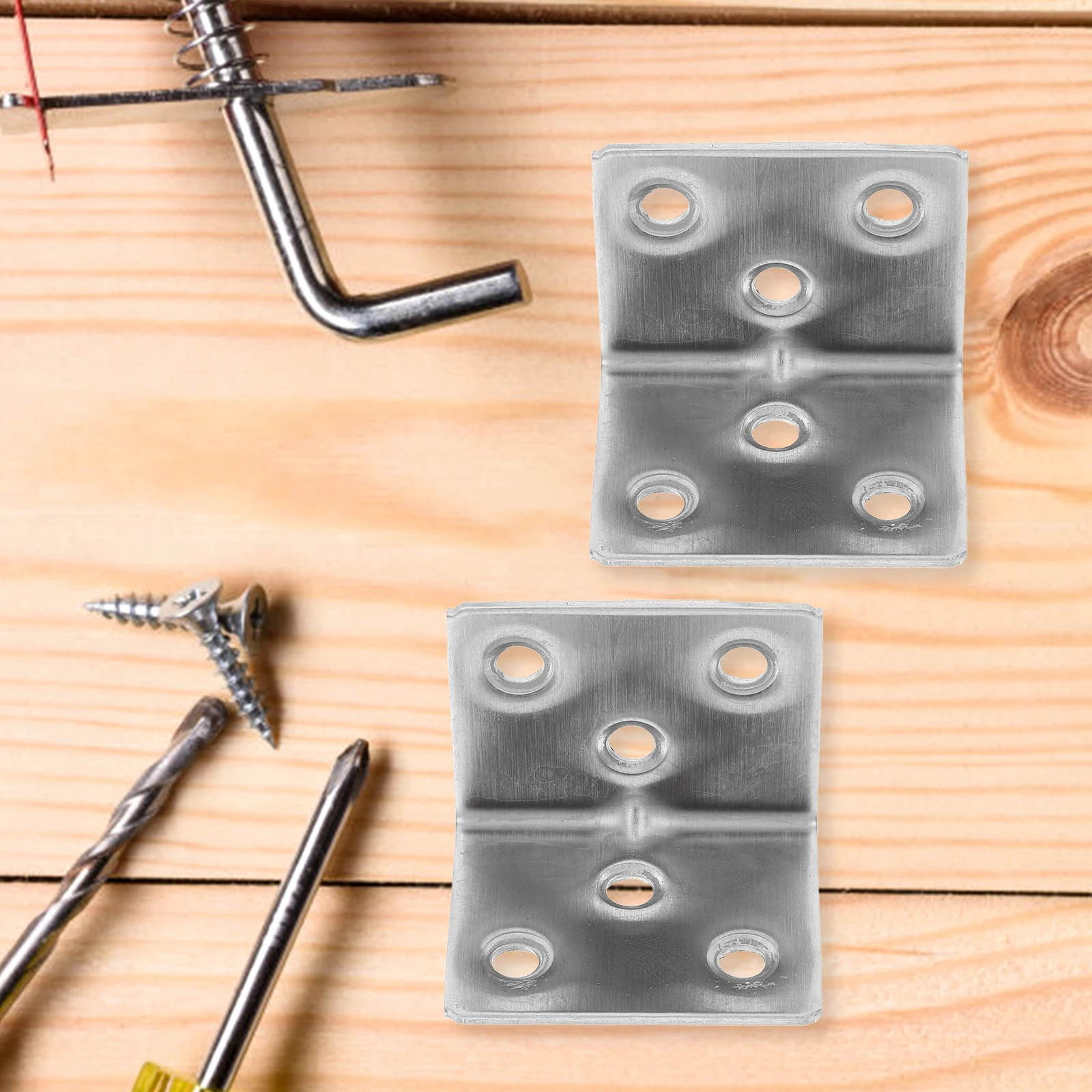 10개 스테인리스 스틸 L자형 브래킷 6홀 90도 코너 브레이스 목재 가구 주방 캐비닛 침대 프레임 연결용