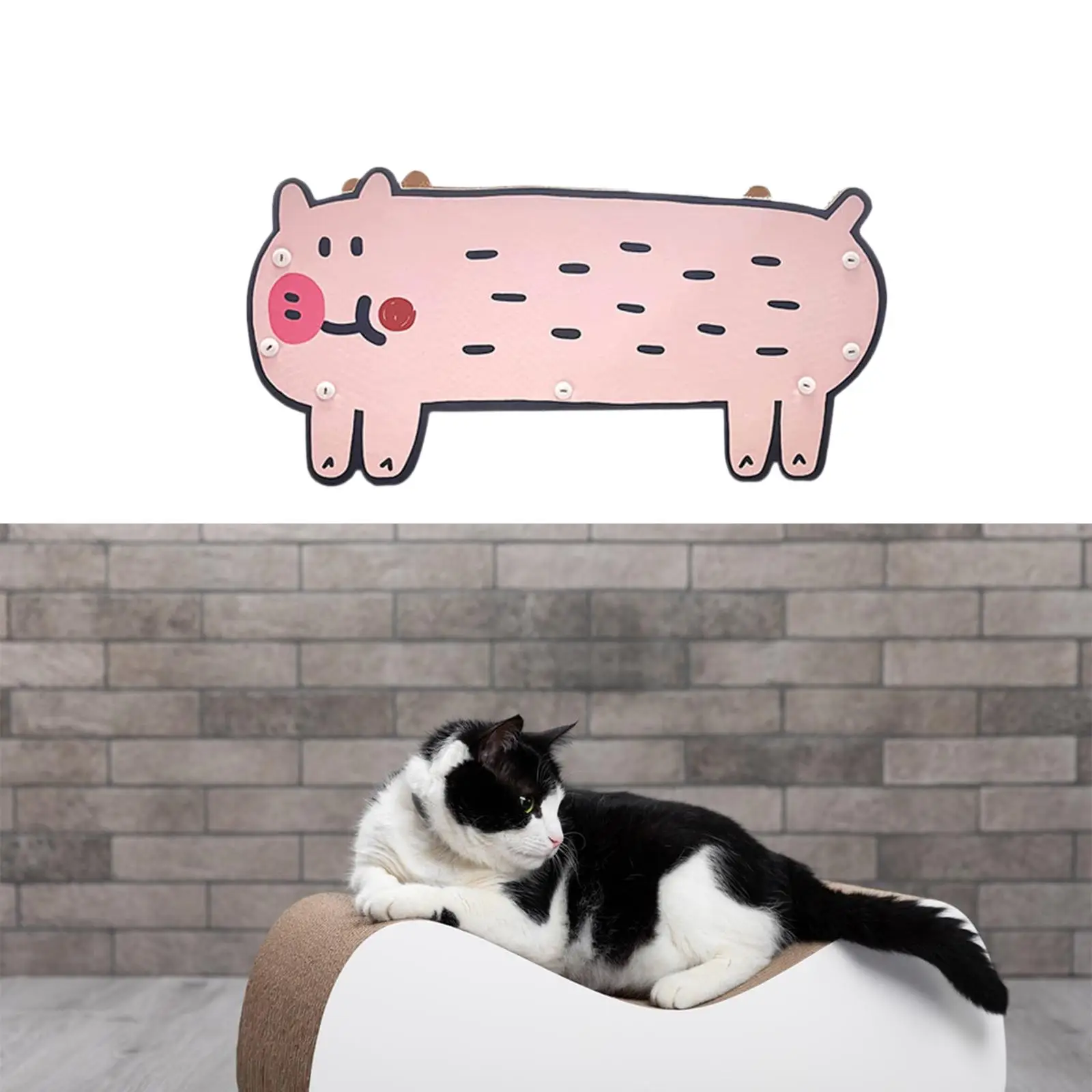 Scratcher Board Sturdy Cat House Pig Shaped Interactive Toy Kitten Sleeping Scratcher Corrugated Paper Cat Lounge for Indoor Cat