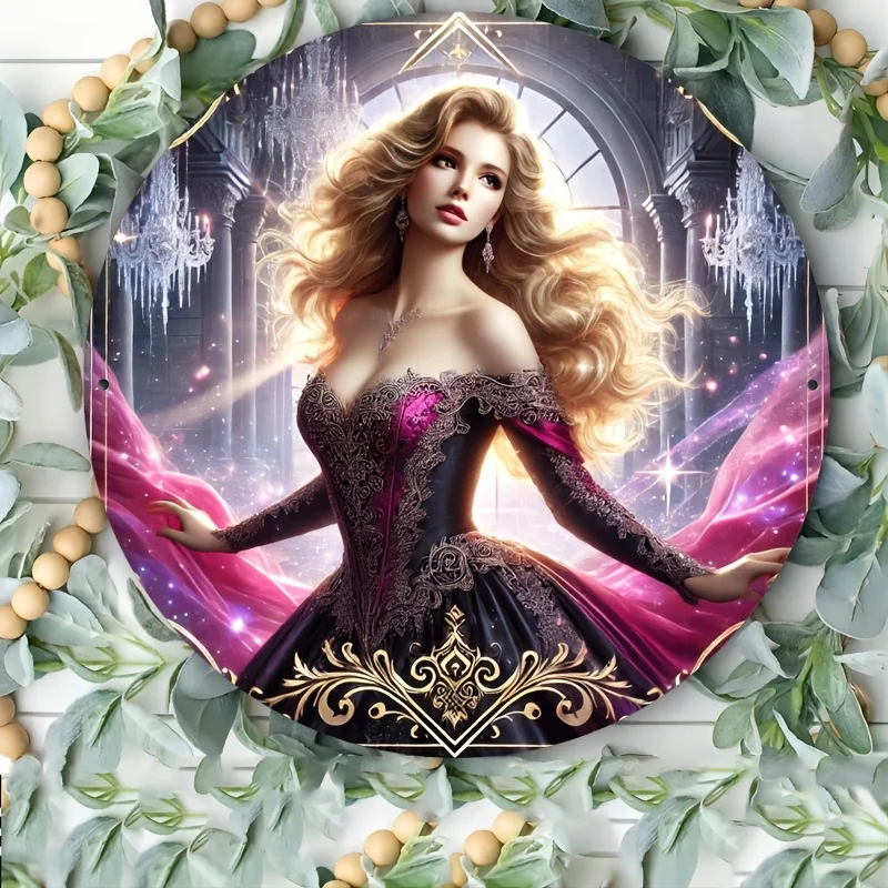 

Ice Crystal Halo Round Metal Wall Art Novelty Vintage Plaque For Home Cafe Garage