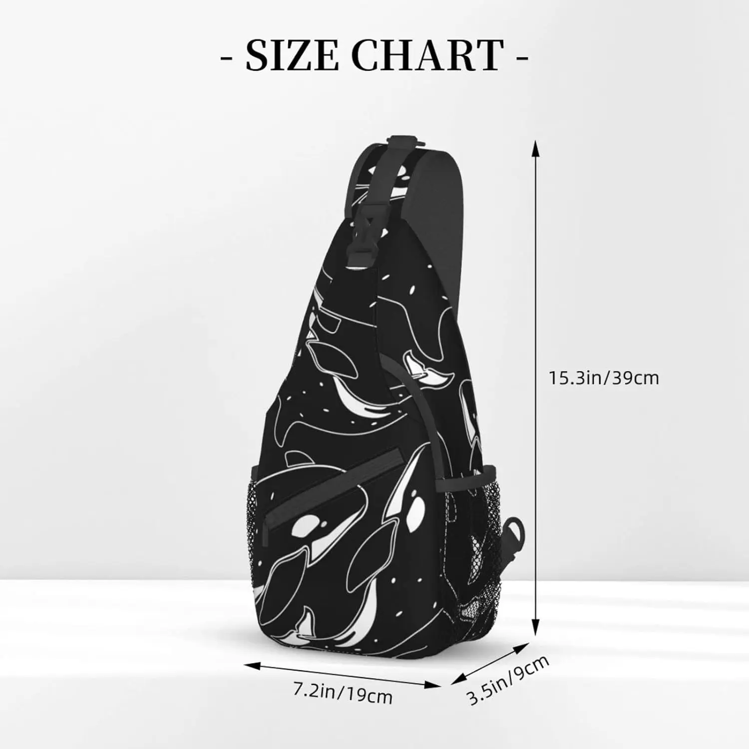 Whale Orca Killer Black Crossbody Sling Backpack For Women Men Chest Sling Backpack Casual For Travel Hiking