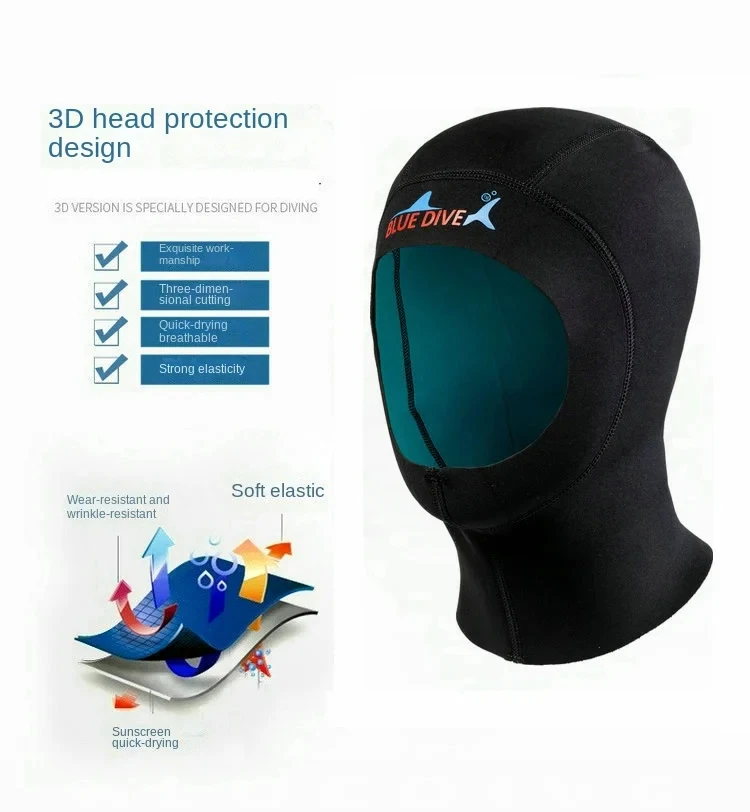 Tauchen 1mm Neopren Tauchen Haube Mit Schulter Schnorcheln Ausrüstung Hut Kappe Winter Schwimmen Warme Neoprenanzug Speerfischen – Detail 8