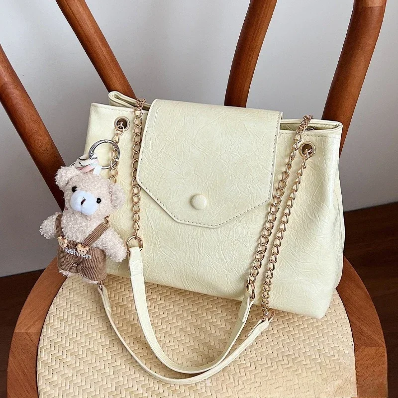 2025 New! Premium Large Capacity Tote Bag, Chain Strap, Shoulder/Crossbody, Versatile for Work & Daily