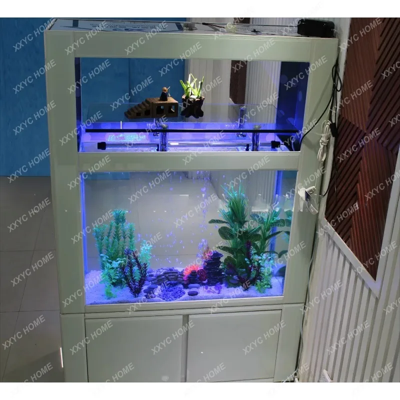 XXRectangle large wine cabinet screen ecological fish tank aquarium medium ultra-white glass bottom filter