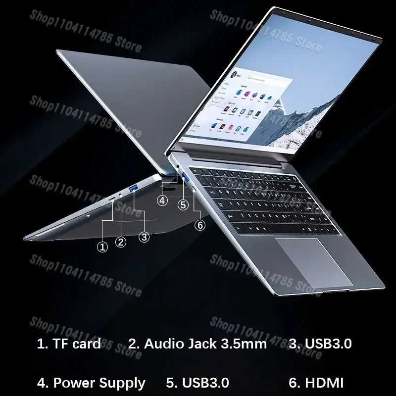 2024 New Laptop Computer Windows 11 Pro Ultra Slim Notebook 14.1 Inch Intel Pentium N3700 16GB 1024GB Office Study PC Computer