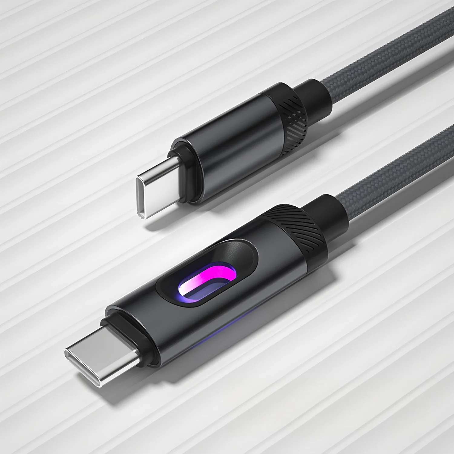 Type-C To Type C Super Fast Charging Data Cable with LED Light For Samsung Huawei Xiaomi Redmi Quick Cord Transfer Wire 1 m