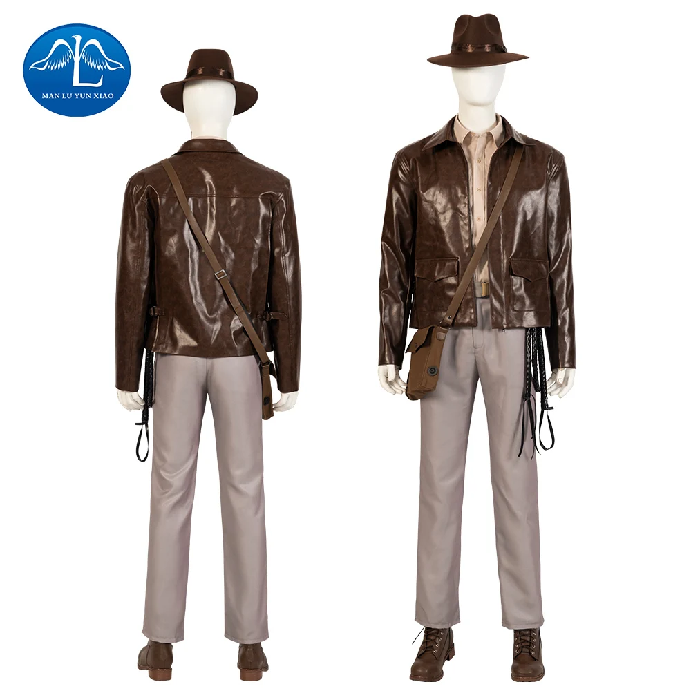 The Dial of Destiny Indiana Jones Cosplay Custome Jones Halloween Costume Sets for Men Brown Jackets with Pants Carnival Sets