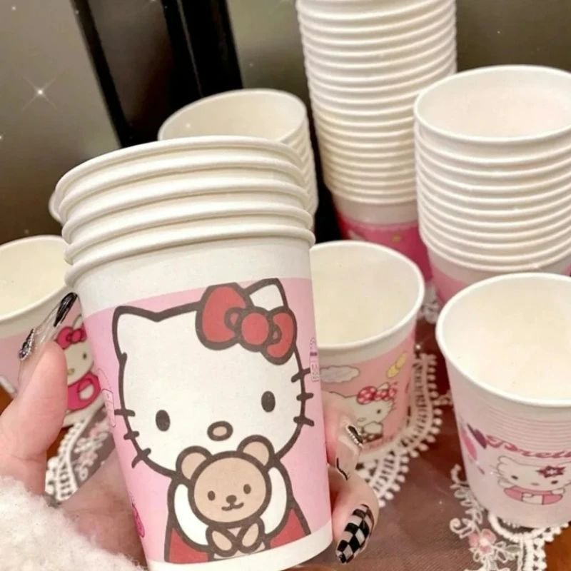 Cartoon Sanrio Hello Kitty Cute Festival Paper Cup Party Appliances Party Disposable Cups