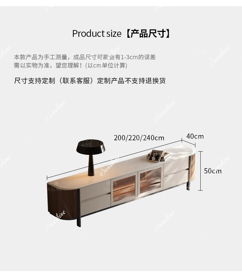 Natural luxury stone TV cabinet coffee table household light luxury simple floor cabinet