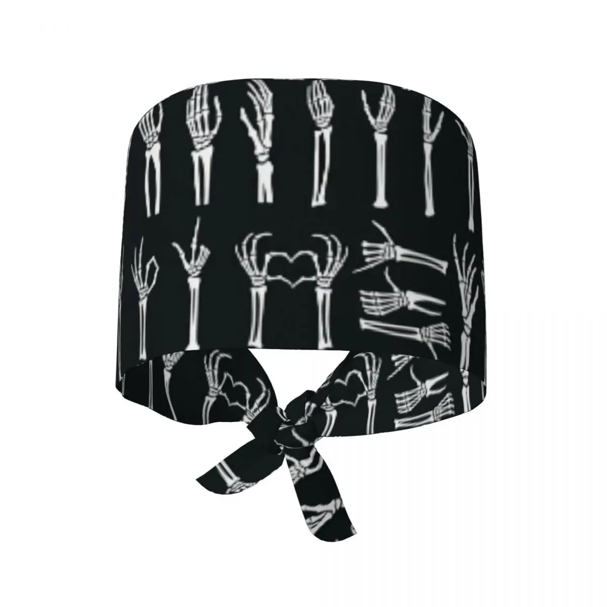 Nurse Hat Skeleton Hand Gesture Silhouette Pack Working Caps For Men Women Trendy Tie Back Work Scrubs Hat Elastic Medical Hat - view 2