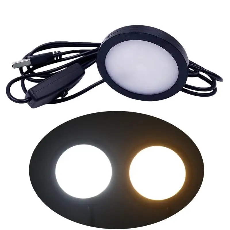 Household 60 * 8mm 5V USB Round Ultra-thin Light Warm Light/White Light Showcase Clothing Cabinet Wine Cabinet Light