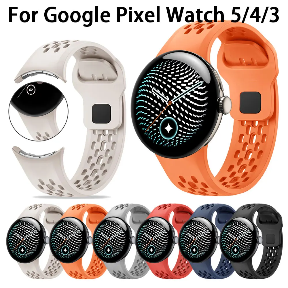 Atmungsaktives Silikonarmband für Google Pixel Watch 5 45mm, poröses Sportarmband für Google Pixel Watch 4/3 45mm, lückenloses Armband