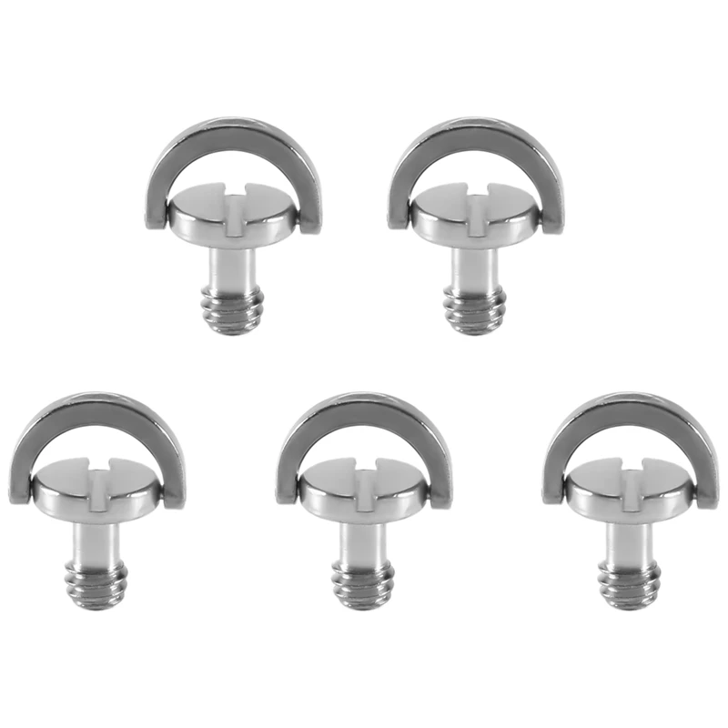 5 Pack 1/4Inch Quick Release Plate Mounting Screw D-Ring D Shaft QR Screw Adapter Mount For DSLR Camera Tripod Monopod QR Plate