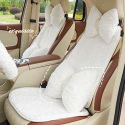 New Arrival White Faux Rabbit Four Seasons Universal  Winter Warm Soft Backrest Rear Cushion Car Seat Cushion Cover