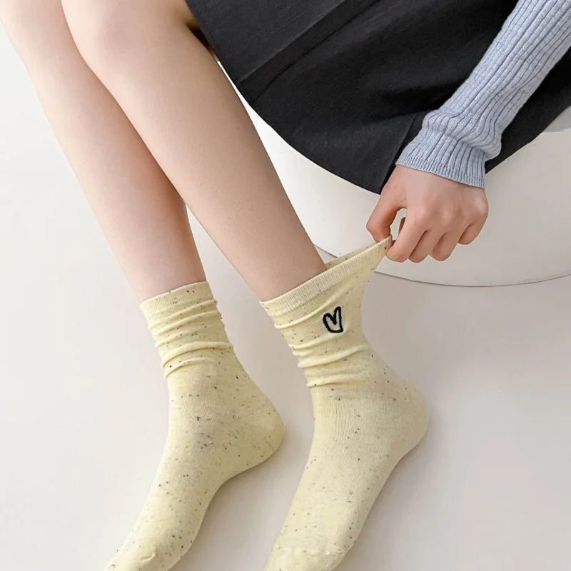 Women'S Socks Sweet Stockings For Women Colorful Dots Mid-Calf Socks Candy Colors Cute Stocking Leisure Soft Skin-Friendly