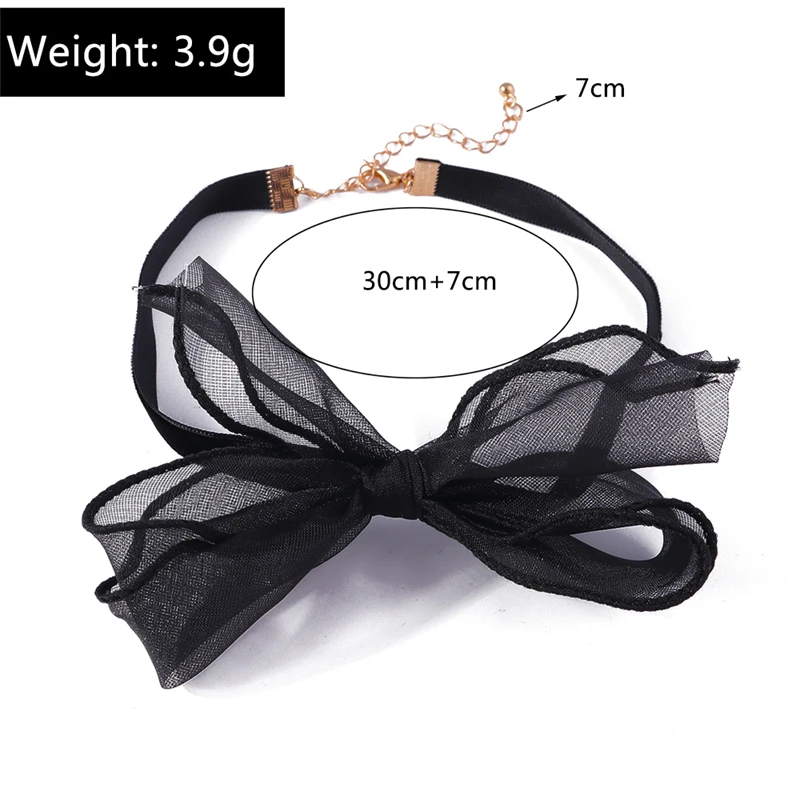 Koreanische Mode Schwarz Spitze Bowknot Halskette für Frauen Mädchen Urlaub Festival Schmuck Geschenke – Detail 4