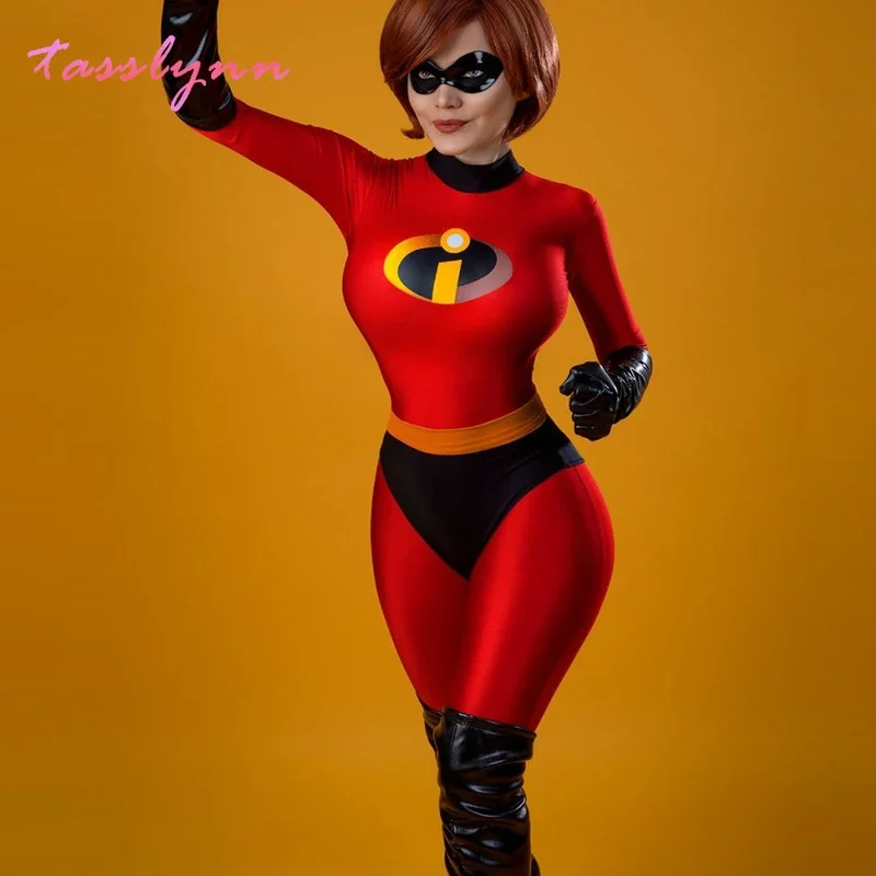 Mr Mrs Incredibles Cosplay Elastigirl Hulk Spider Family Adult Kid Suit Jumpsuit Bodysuit Halloween Costumes for Women