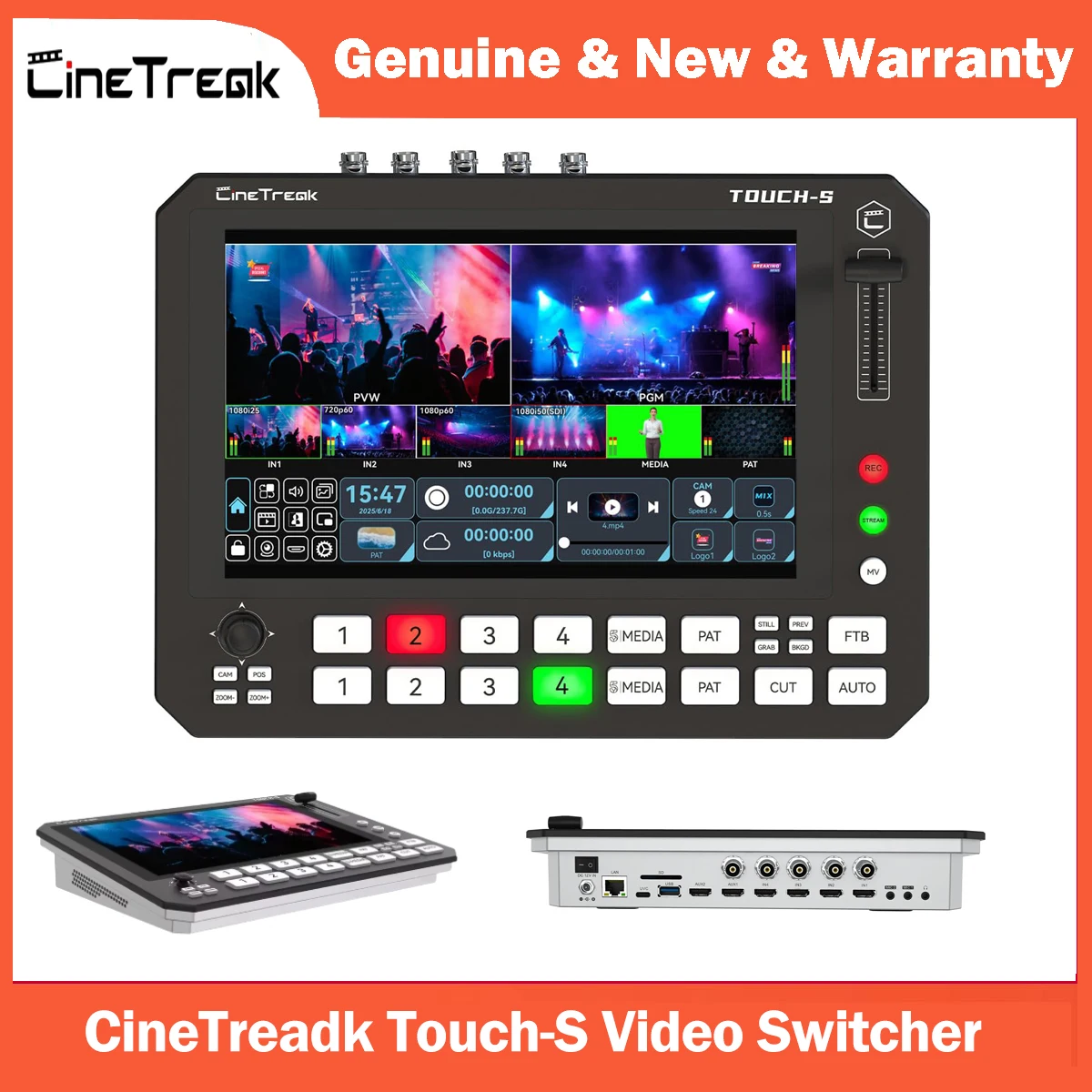CineTreak Touch-S 10.1” Touchscreen Video Switcher 6-Channel HDMI/SDI Live Streaming Mixer PTZ Camera Control for Live Streaming