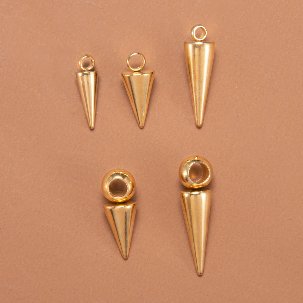 10pcs Stainless Steel Cone Pendants Retro Spike Pendants for DIY Jewelry Making Supplies