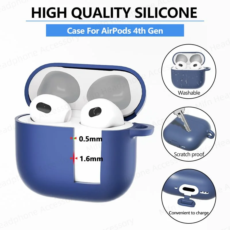 جديد لغطاء حافظة AirPod 4 【LED أمامي مرئي】مع طقم منظف من السيليكون السائل غلاف ناعم لهاتف Apple AirPod 4 اللاسلكي لعام 2024