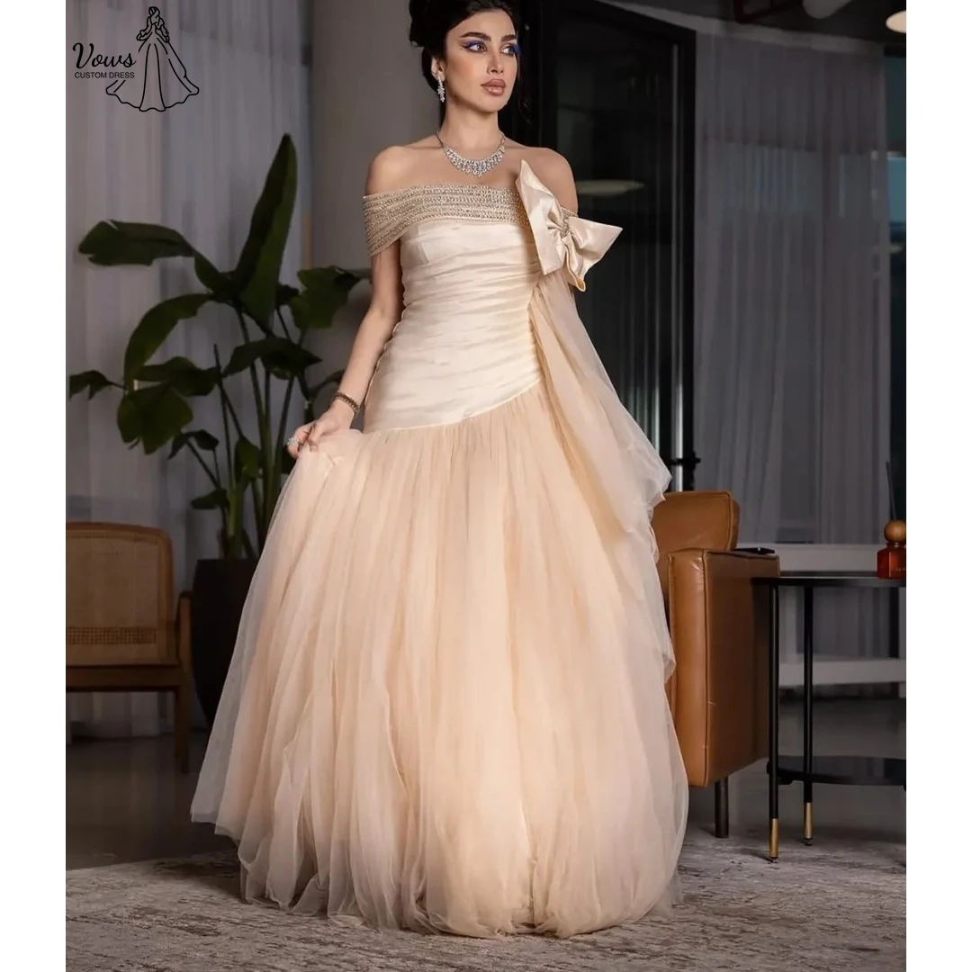 

Vows Elegant Evening Party Dresses Luxury 2025 Luxury Evening Dress Custom Made Line A Chiffon Off the Shoulders Ball Gown Dress