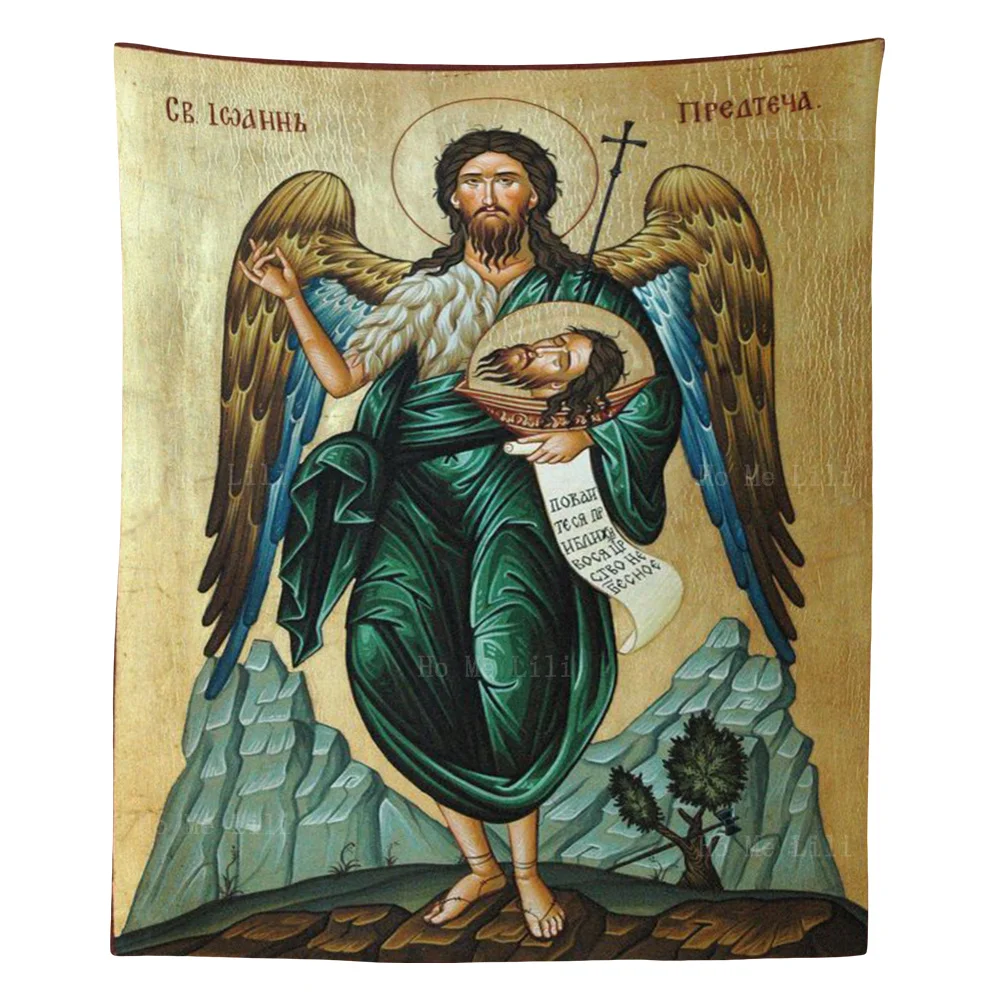 The Memorial Of Beheading John Baptist And Archangel Gabriel Saint Michael Tapestry By Ho Me Lili For Home Wall Decor