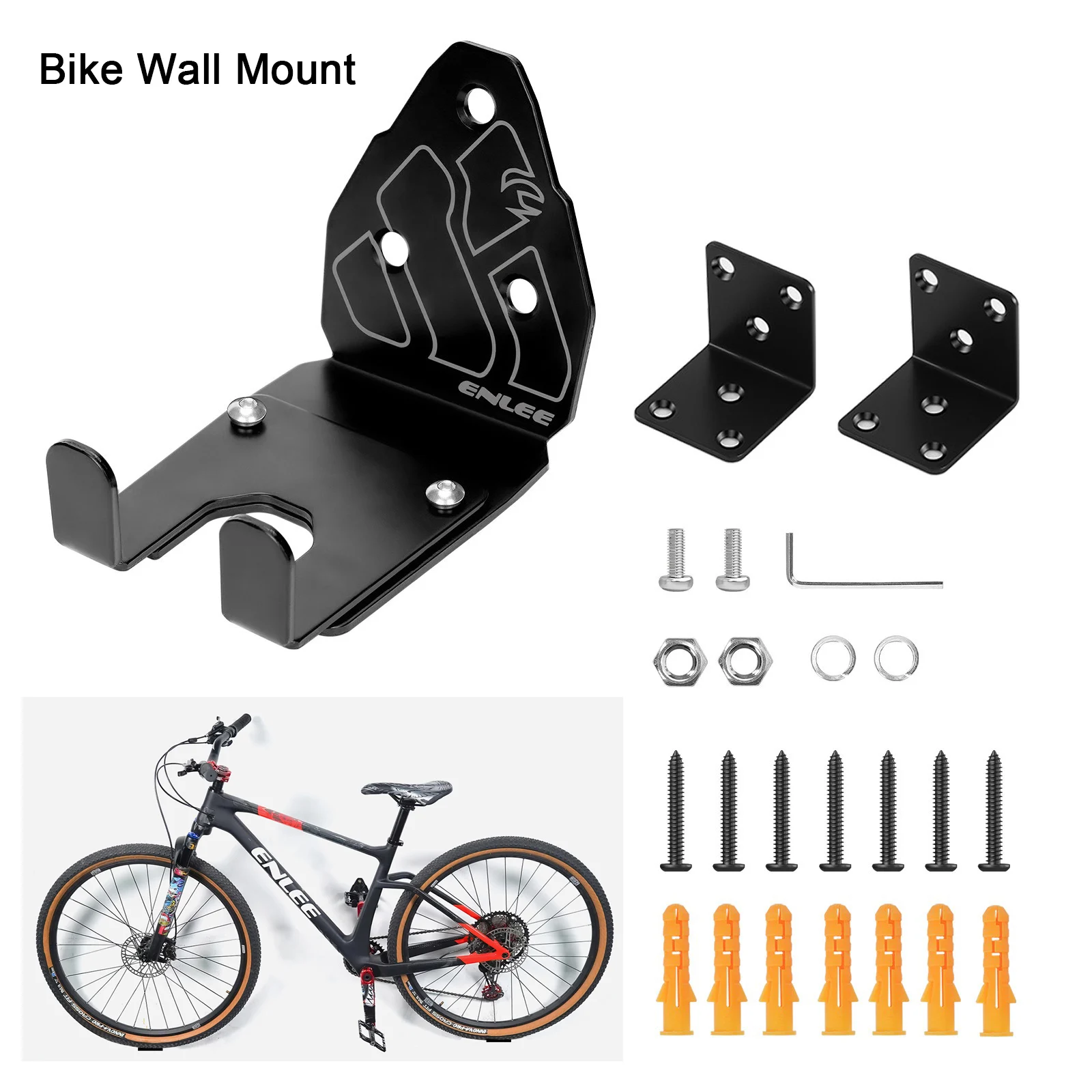 AliExpress NONE Heavy‑Duty Bicycle Wall Mount Carbon Steel Bike Wall Hanger Max 30kg Load Universal Wall Mount Rack for Hanging Road Mountain