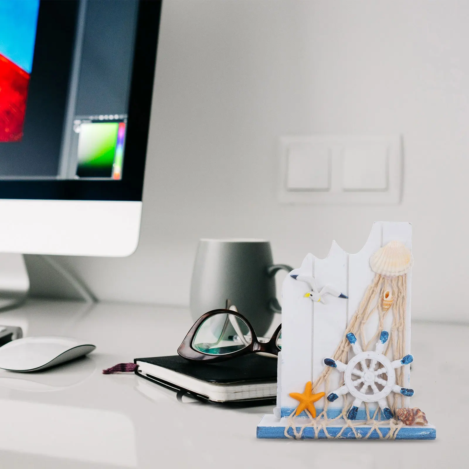 

Wooden Pen Holder Creative Mediterranean Style Desktop Organizer Retro Eco Friendly Stationery Container Home Office Desk