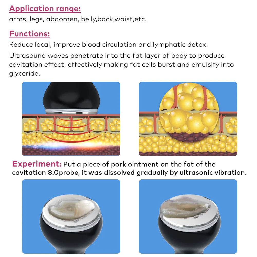 6 in 1 80K 초음파 캐비테이션 기계 복부 슬리밍 체중 감량 지방 연소 얼굴 및 바디 리프팅 SPA 지방 감소 마사지기