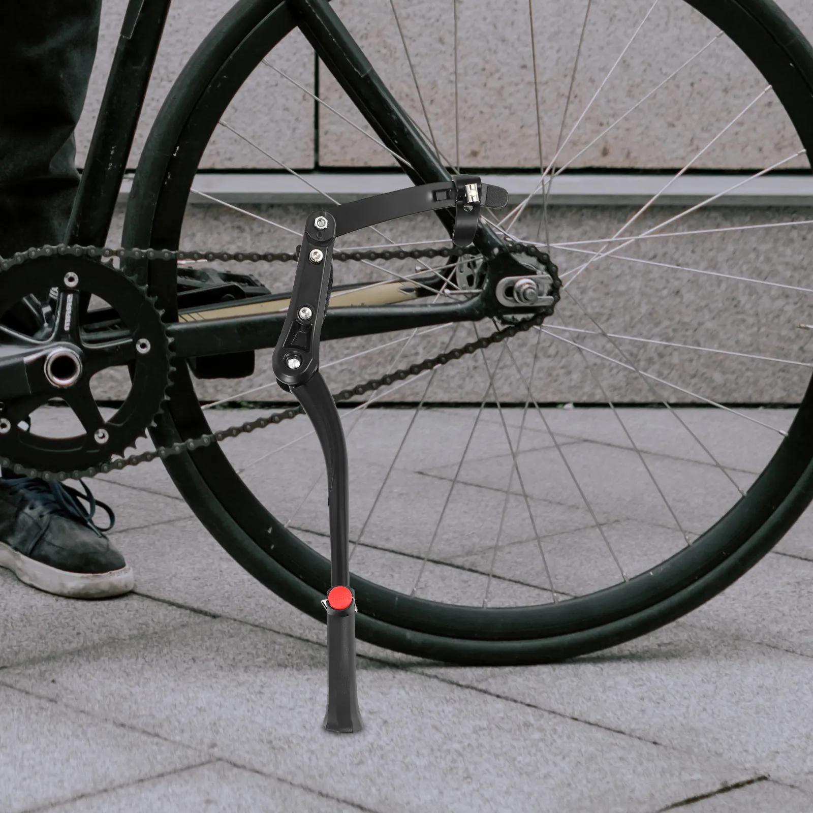 

Aluminum Alloy Adjustable Kickstand Bike Leg Support for Road Bikes Side Parking Stand Sturdy Non-Slip Waterproof Foot Brace