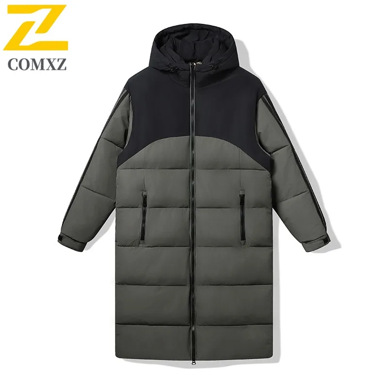 COMXZ يندبروف معطف الحشو منتصف طول حجم كبير بلون العمل الدافئة القطن وسادة مبطنة 2025 الثلوج فضفاض الرجال الخبز سترة #3