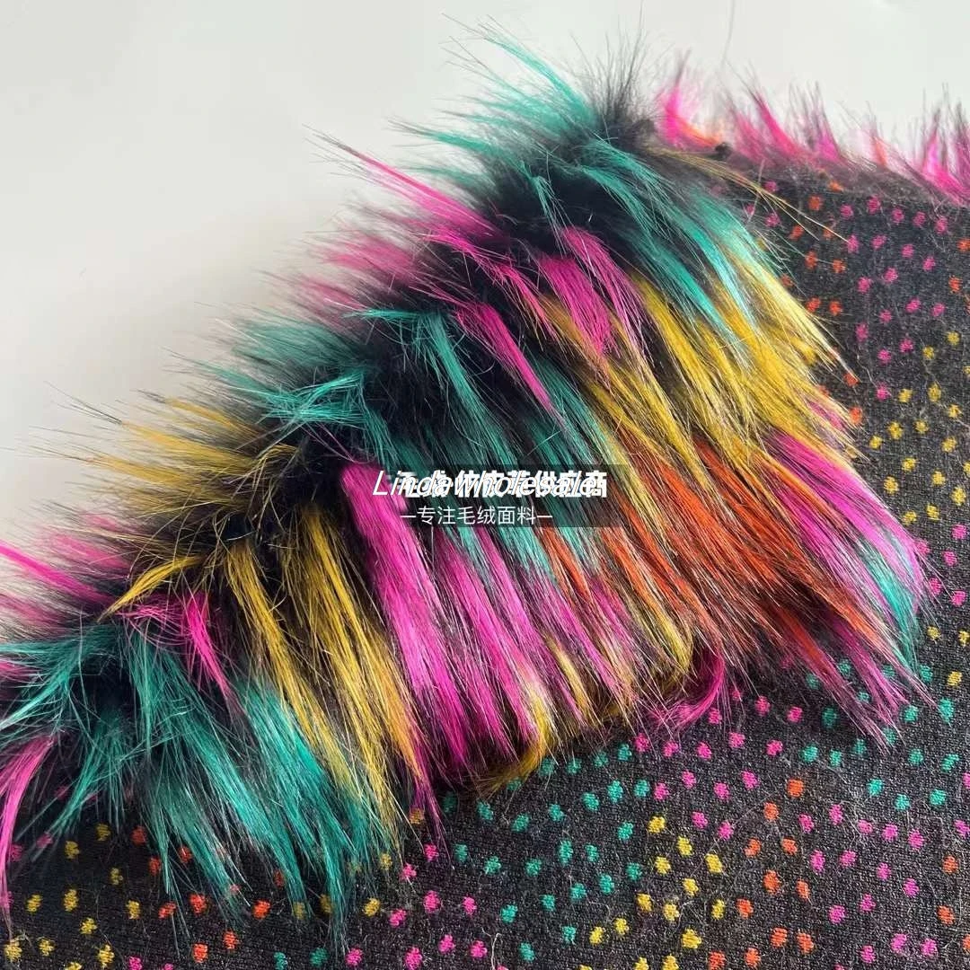 High grade color jacquard plush fur,faux raccoon fur,faux fur fabric,clothing collar crafts sewing material,clothing accessories