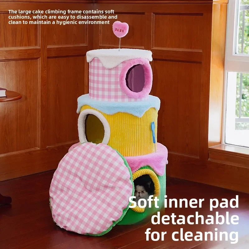 Pet Birthday Cake Cat Climbing Frame Cat Nest Cat Tree Integrated Tongtian Post  Scratch Board Climbing Frame Jumping Platform