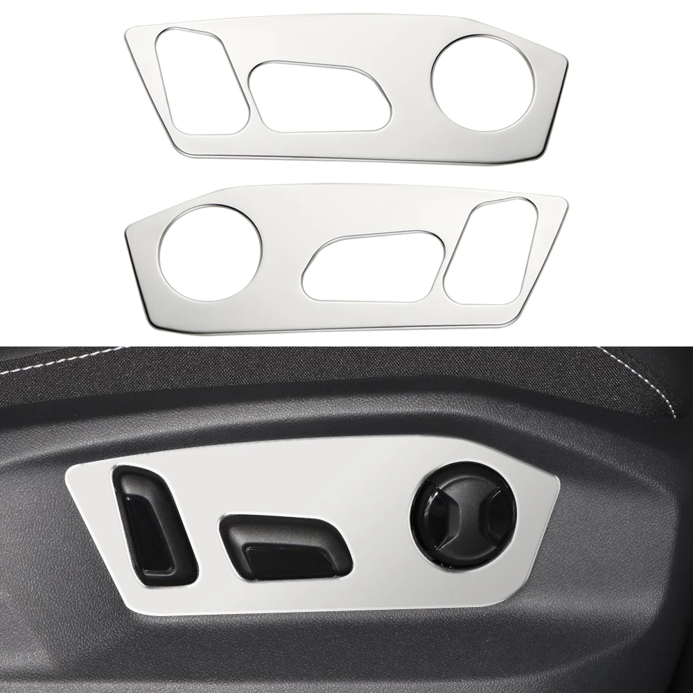 Car Seat Adjustment Panel Cover Trim for Volkswagen VW T-Roc Troc 2018 - 2021 LHD Stainless Steel Sticker Styling Accessories