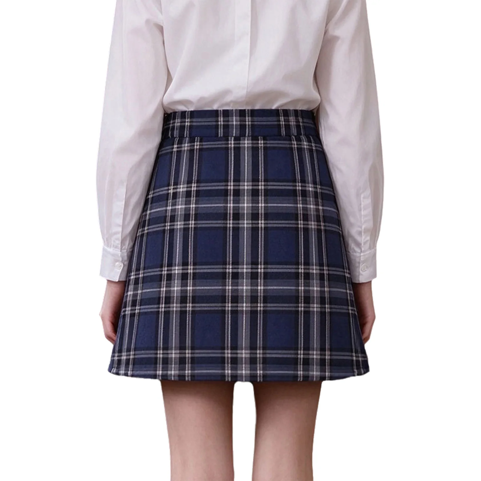 Kids Girls Preppy Style Plaid Pleated Skirts School Uniform Zipper Pockets Skirts for Recitation Performance Party Outdoor Play