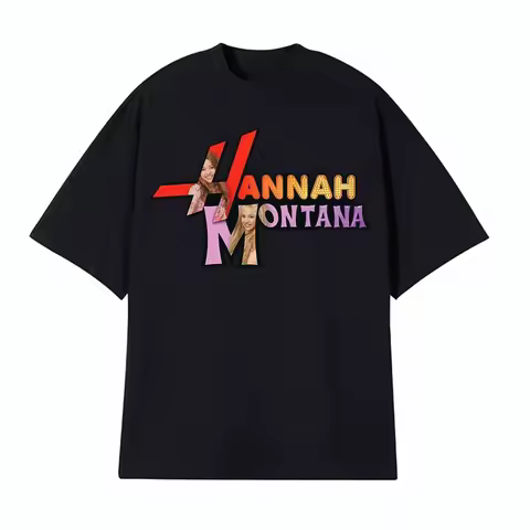 Singer Hannah Montana Logo T Shirts Men Women Fashion Aesthetic Short Sleeve T-shirts Cotton Casual Fashion T Shirt Streetwear