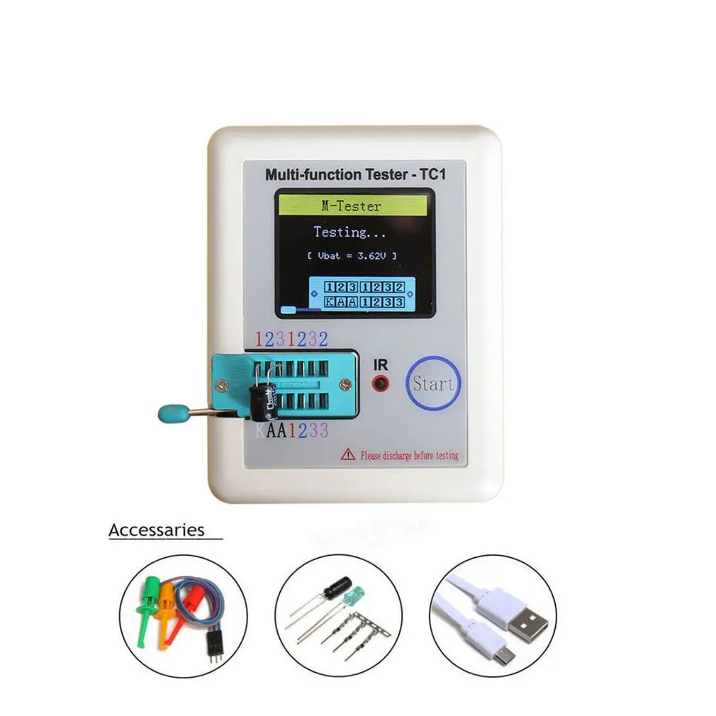 LCR-TC1 1.8 "TFT LCD Affichage Multi-mètre Transistor Testeur Diode Triode puzzles iteur Résistance Test Mètre ESR LCR NPN PNP MOSFET COD