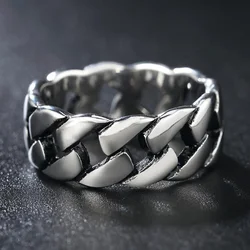 8Mm Mannen Roestvrij Stalen Ring Voor Mannen Bands Hollow Hard Curb Link Chain Biker Ring Mode Charme Sieraden groothandel