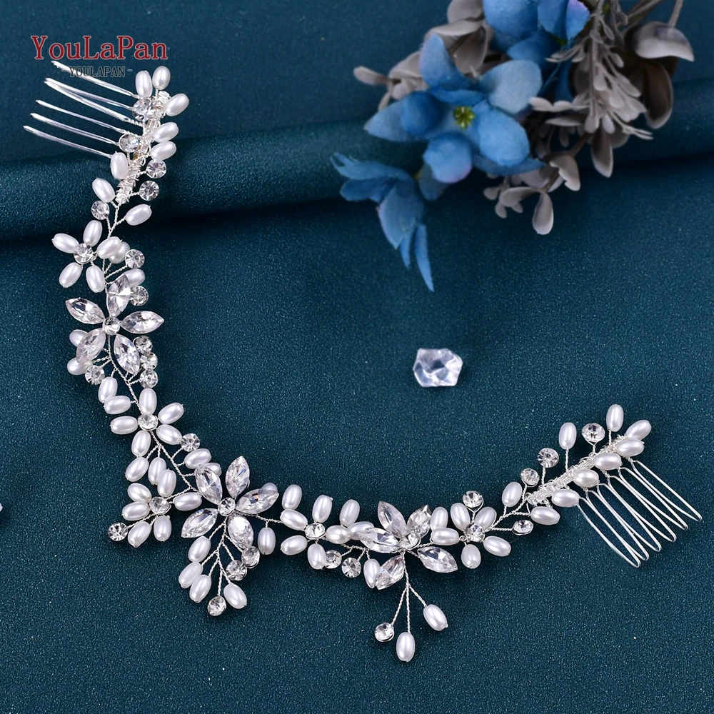 

TOPQUEEN Handmade Bridal Headband with Combs Woman Hair Accessories Rhinestone Bride Headpiece Princess Tiara Headdress HP128