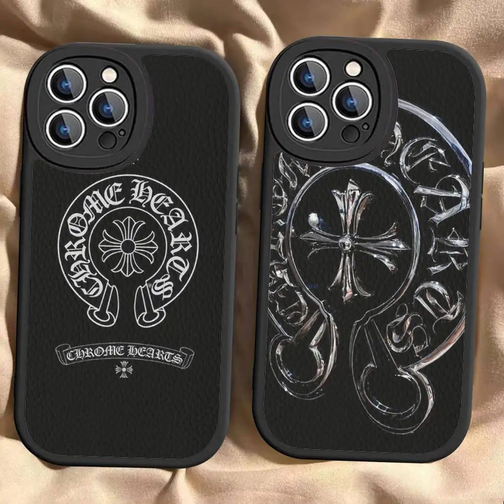 الكلاسيكية الفاخرة C-ChromeS H-القلب جراب هاتف آيفون 11 12 13 14 15 16 برو ماكس زائد أغطية جلد