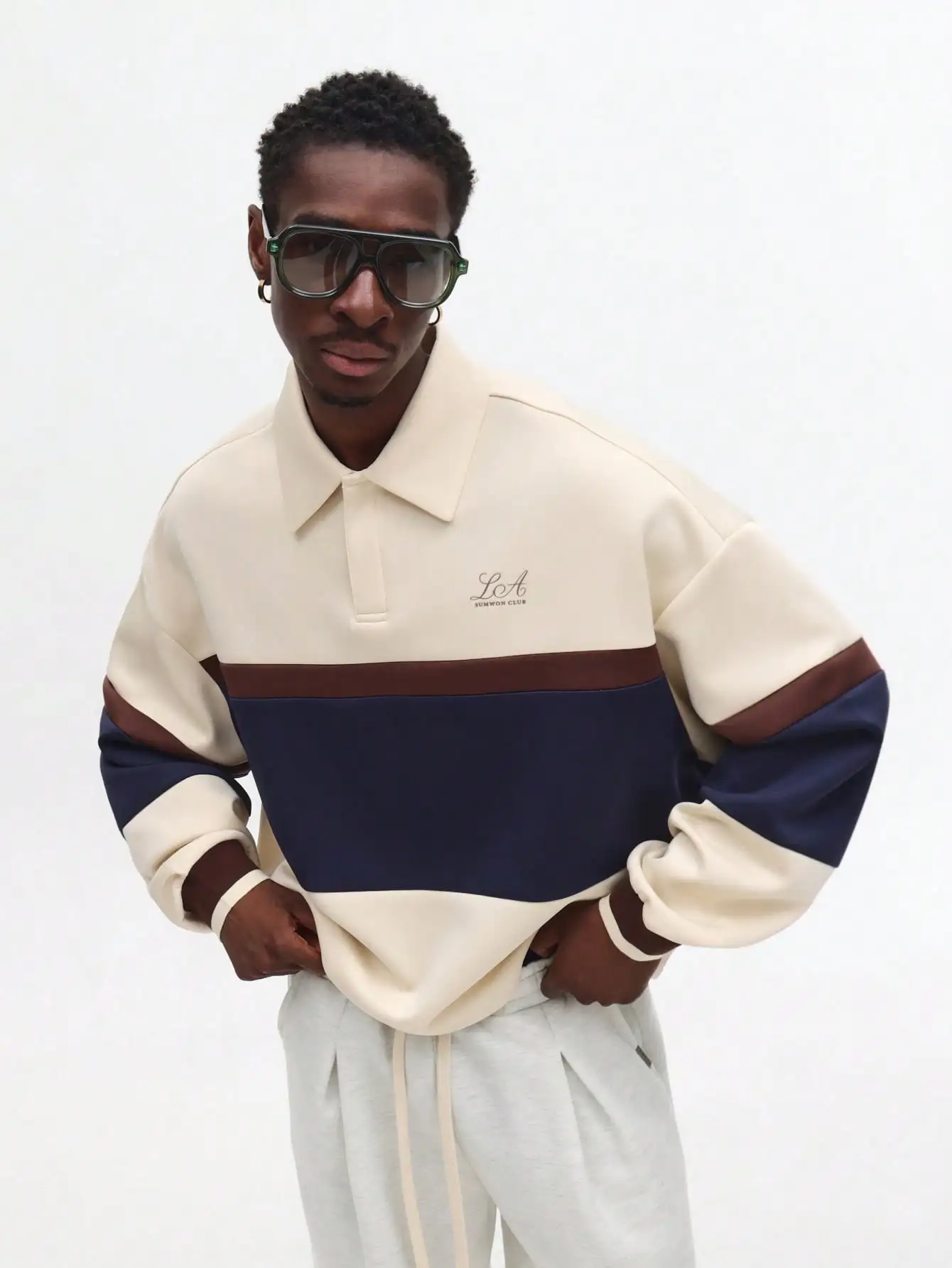 

Men's Long Sleeve Color Block Polo Shirt, Casual Regular Fit with Collar, Autumn Winter Wear