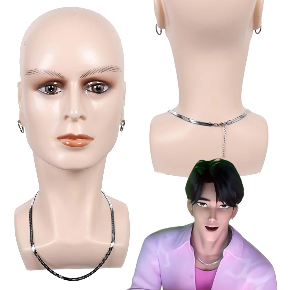 

Cartoon Demon Hunter of KPop Jinu Saja Boys Cosplay Necklace Earrings Props Disguise Costume Accessories For Adult Men Halloween